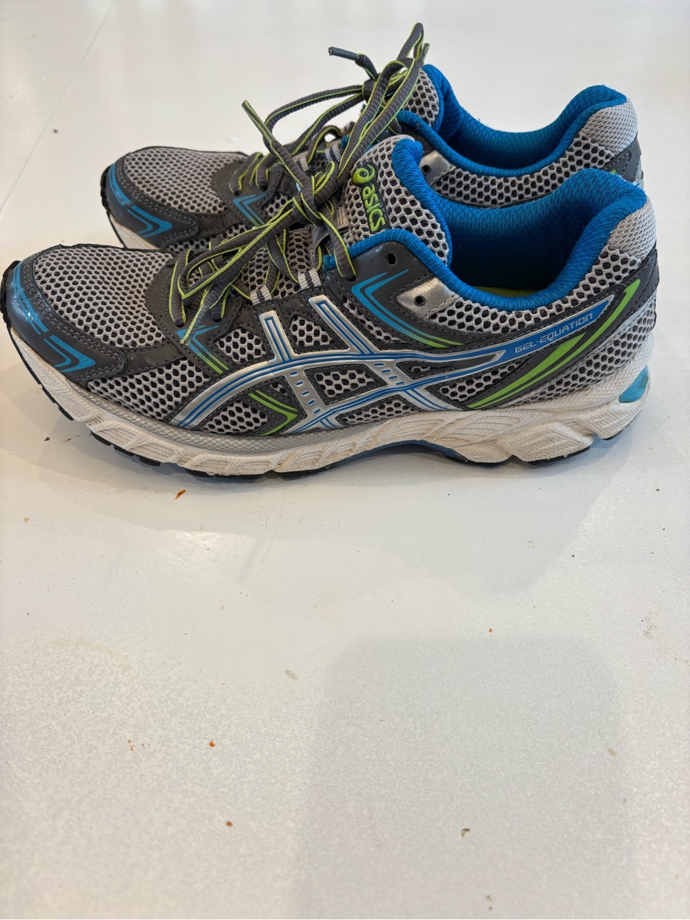 Asics Gel Equation Women's Gray, Blue & Neon Green Running Shoes size 9.5 - Picture 4 of 9